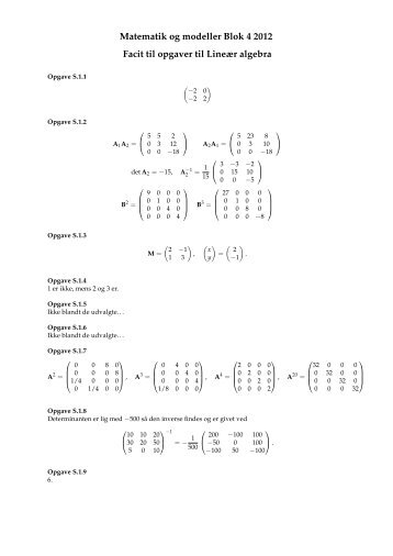 Facit til udvalgte opgaver i Modul 1(lineær algebra)