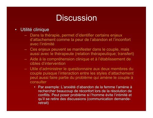 Attachement amoureux dans la population clinique et non clinique ...