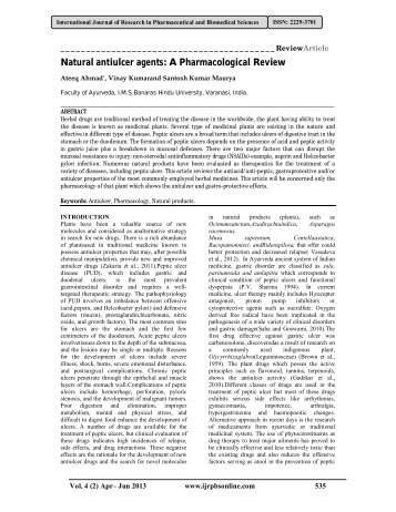 Natural antiulcer agents: A Pharmacological Review - International ...