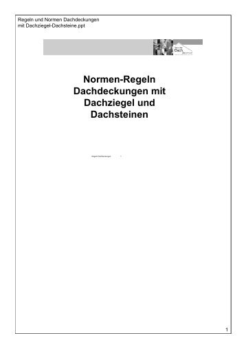 Regeln und Normen Dachdeckungen Dachziegel-Dachsteine