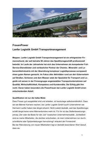 FrauenPower Lanfer Logistik GmbH Transportmanagement