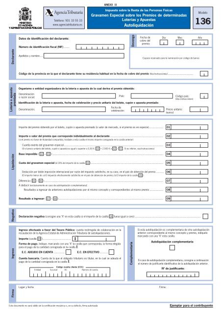 Modelo 136 - Fiscal impuestos