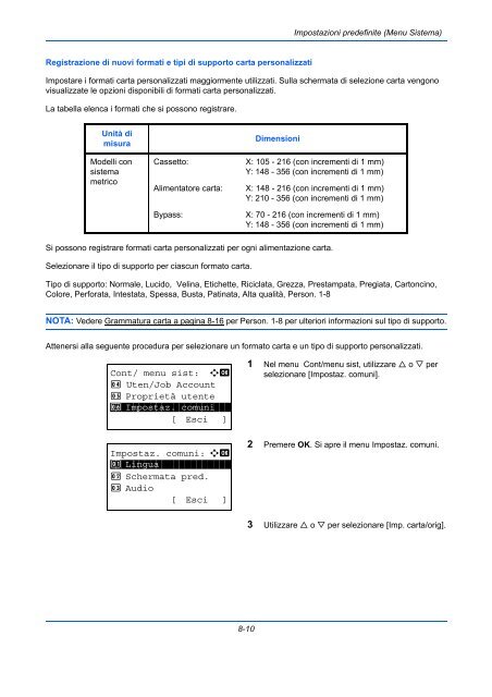 d'IstruzIonI Manuale - Utax