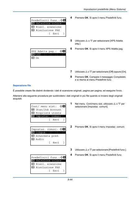 d'IstruzIonI Manuale - Utax