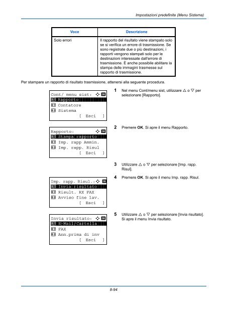 d'IstruzIonI Manuale - Utax