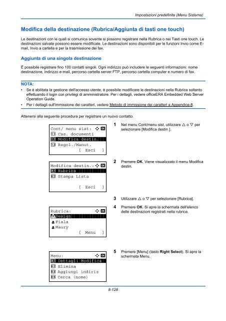 d'IstruzIonI Manuale - Utax