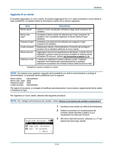 d'IstruzIonI Manuale - Utax