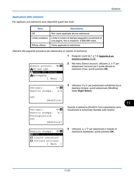 d'IstruzIonI Manuale - Utax