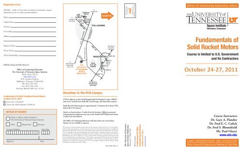 Fundamentals of Solid Rocket Motors - The University of Tennessee ...