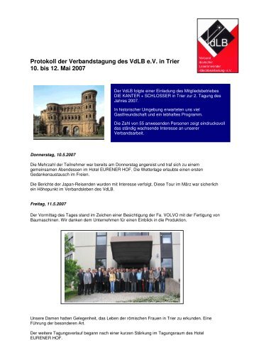 Protokoll der Verbandstagung des VdLB e.V. in Trier 10. bis 12. Mai ...