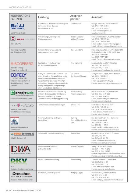 Kooperationspartner-Liste - IVD West