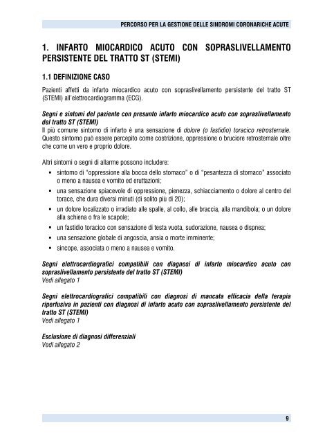 percorso per la gestione delle sindromi coronariche acute