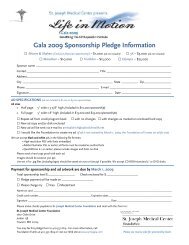 Gala 2009 Sponsorship Pledge Information - St. Joseph Medical ...