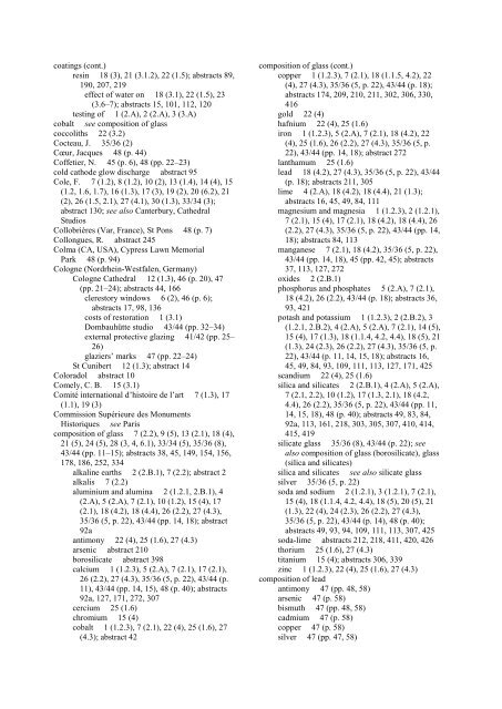 CV/CVMA NEWSLETTER INDEX - Corpus Vitrearum Medii Aevi