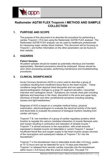 Radiometer AQT90 FLEX Troponin I METHOD AND SAMPLE ... - appn