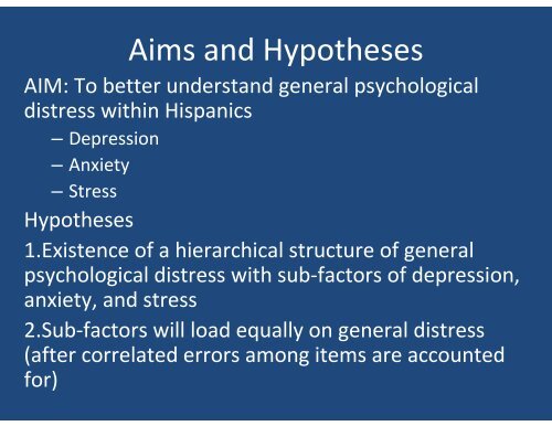 Depression, anxiety, and stress as hierarchical factors of general ...