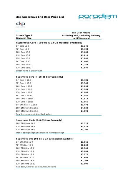 DNP Supernova only master pricing sheet Jan 2013.xlsx