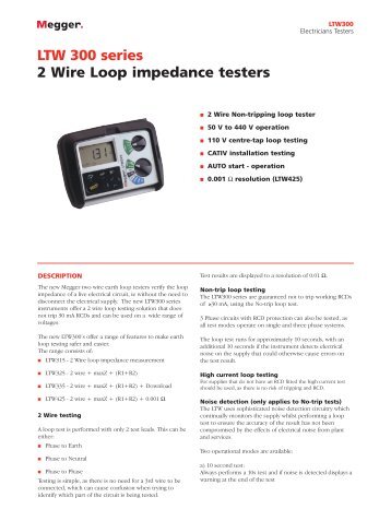 LTW 300 series 2 Wire Loop impedance testers - Surgetek