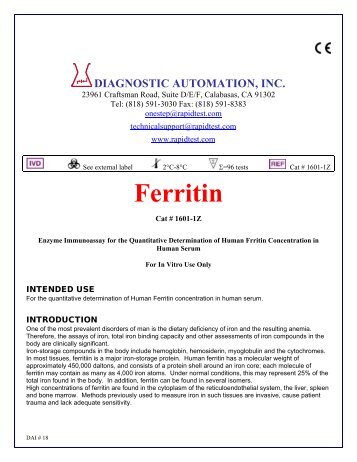 Ferritin - Diagnostic Automation : Cortez Diagnostics