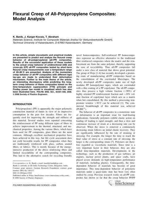 Flexural creep of all-polypropylene composites: Model analysis