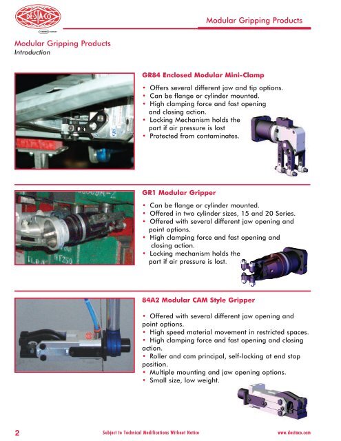 DSC Modular Gripping Products Catalog - Pneumatic Technology, Inc