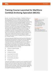 Training Course Launched for MailStore Certified Archiving Specialist