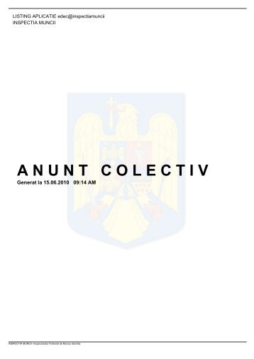 A N U N T   C O L E C T I V - inspectoratul teritorial de munca ialomita