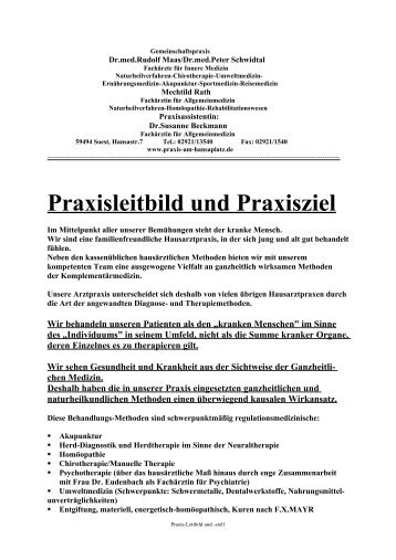 Praxisleitbild und Praxisziel - Praxis am Hansaplatz