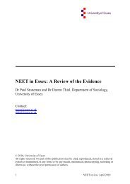 NEET in Essex: A Review of the Evidence - University of Essex ...