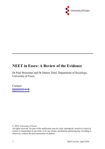 NEET in Essex: A Review of the Evidence - University of Essex ...