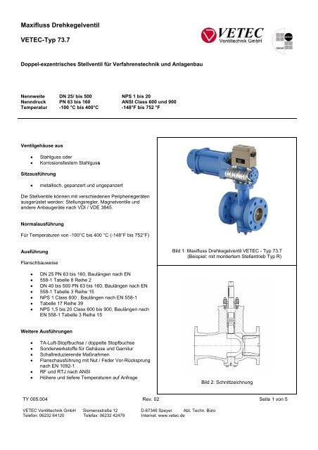 Maxifluss Drehkegelventil VETEC-Typ 73.7 - VETEC Ventiltechnik ...