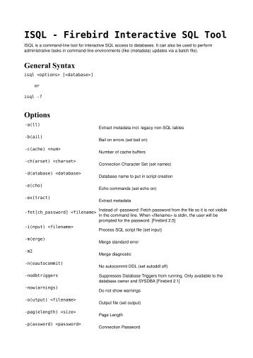 ISQL - Firebird Interactive SQL Tool