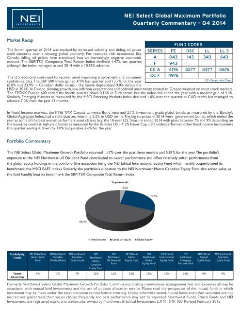 NEI Select Global Maximum Portfolio Quarterly ... - NEI Investments