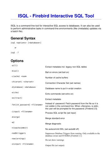 ISQL Firebird Interactive SQL Tool