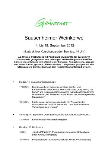 Sausenheimer Weinfest mit Kutschenparade - Leiningerland