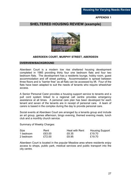 Housing for Varying Needs Review - Aberdeen City Council