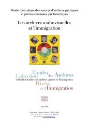 Les archives audiovisuelles et l'immigration - GÃ©nÃ©riques