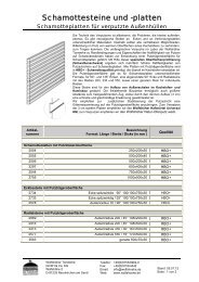 Schamottesteine und -platten - Wolfshöhe