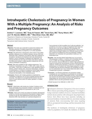 Intrahepatic Cholestasis of Pregnancy in Women With a ... - JOGC