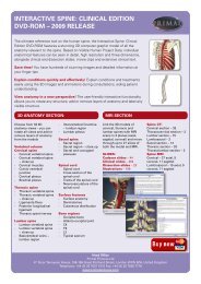 Interactive Spine Clinical Edition | Information Leaflet | Primal Pictures