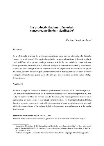 La productividad multifactorial - Uam - Universidad Autónoma ...