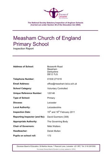 Measham Church of England Primary School - Diocese of Leicester