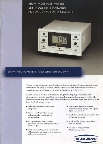 Page 1 Page 2 SHAW HYGROMETERS : 95A AND SUPERDEW i田 ...