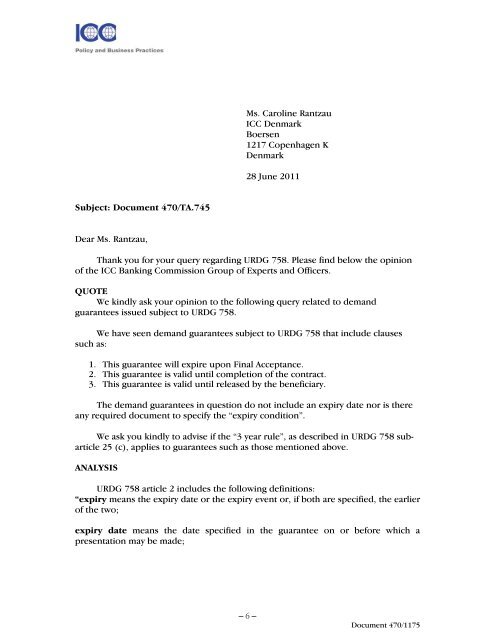 Document 470/TA.745 Dear Ms. Rantzau