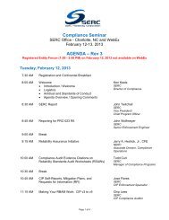 Compliance Seminar Agenda - SERC Home Page