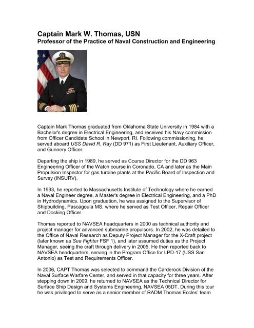 Captain Mark W - MIT Department of Mechanical Engineering