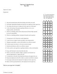 Supervisor Evaluation Form May 2012 E     M    NI NA