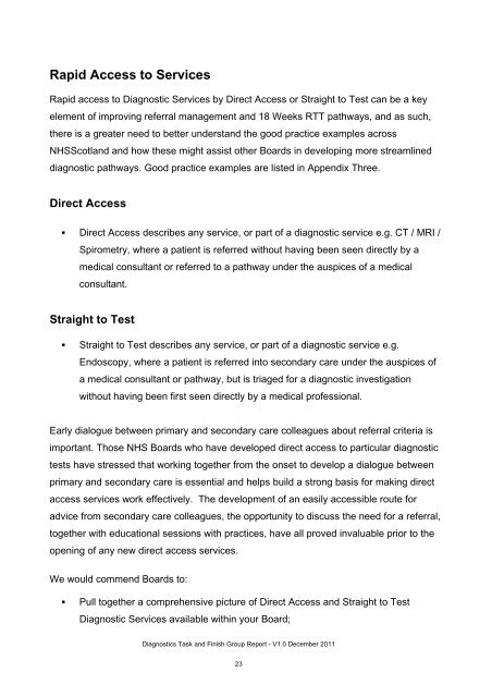 Diagnostics Task and Finish Group Report - 18 Weeks