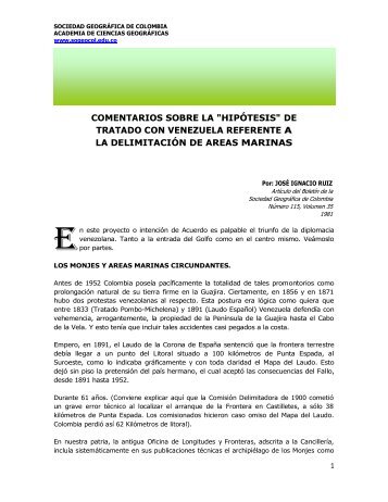Comentarios sobre la hipÃ³tesis de tratado con Venezuela, referente ...