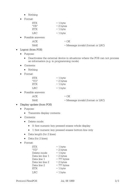 Protocol FlexiPOS - Vectron Systems AG